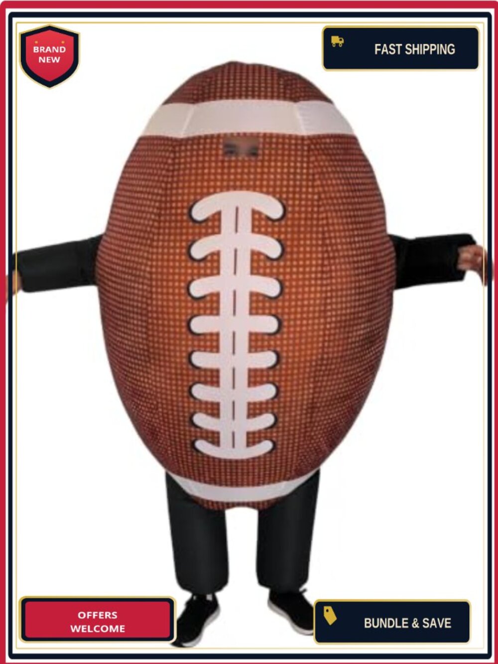 Inflatable Soccer Ball Costume Adult Funny Blow Up Suit Halloween Football